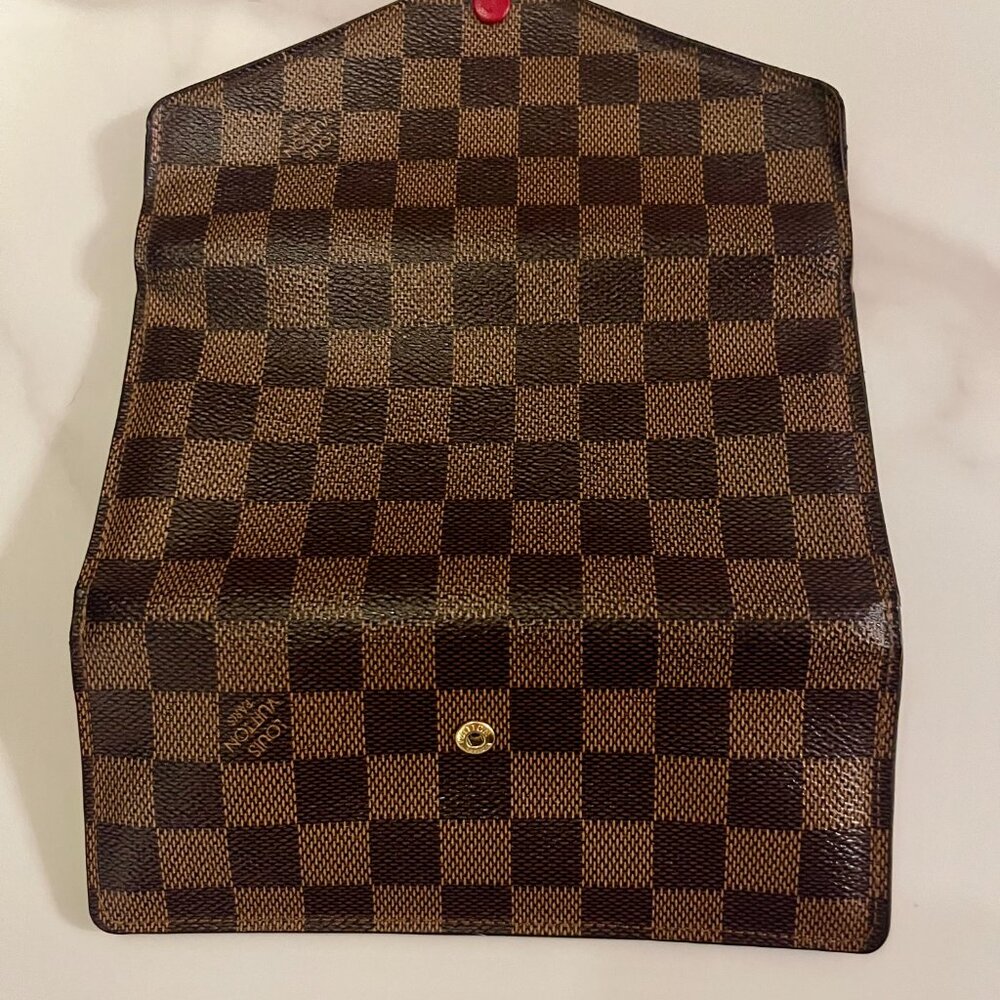 Louis Vuitton Josephine Wallet Damier Ebene Red Wallet + COA - Picture 9 of 13